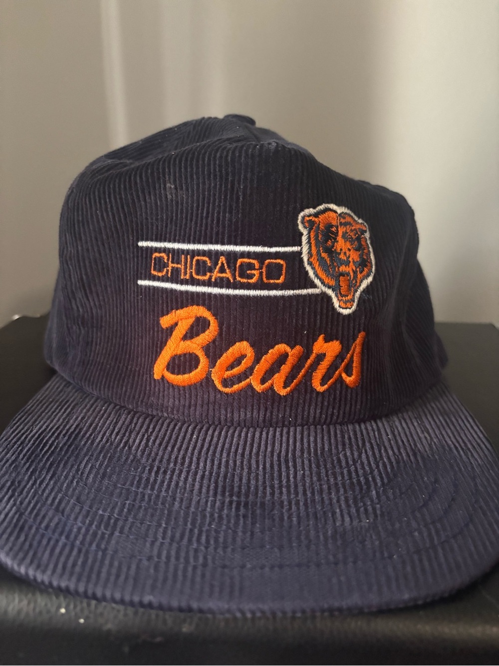 Vintage Chicago Bears Corduroy Snapback Hat Annco Professional Model Cap NFL VTG